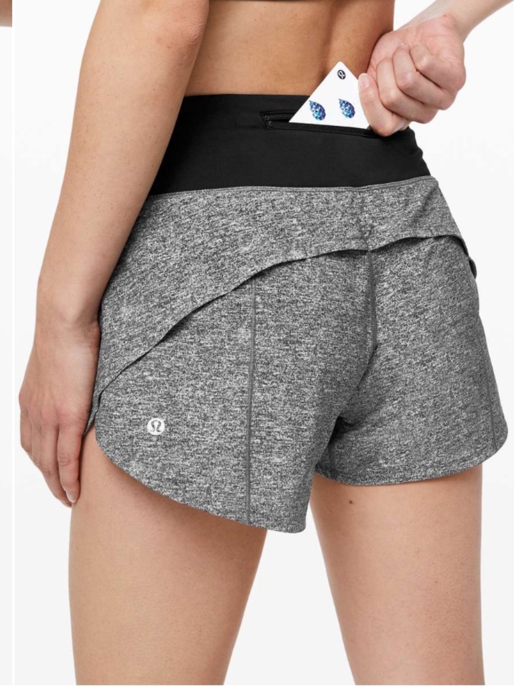 Lululemon Speed Up Shorts Black & Heather Gray Liner Athletic Running 2 Tall
